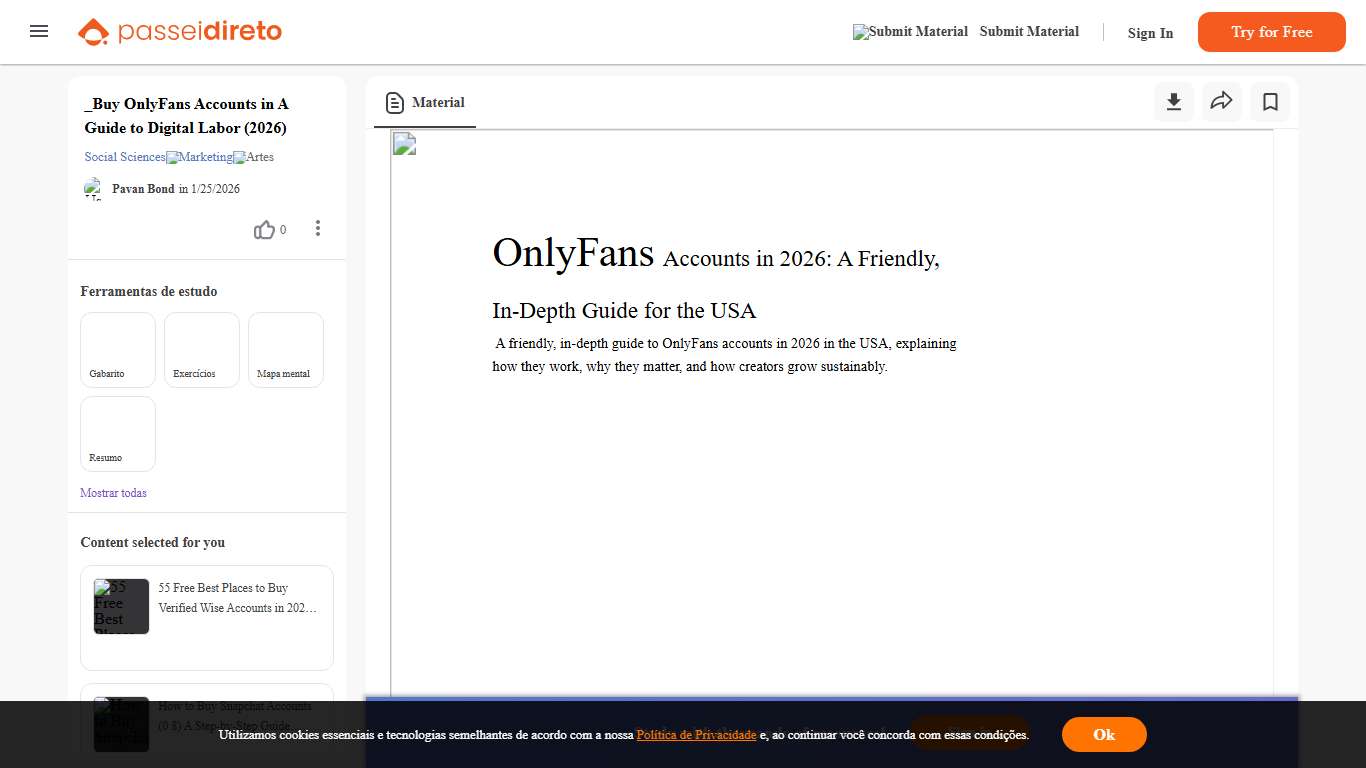 Free: Buy OnlyFans Accounts in A Guide to Digital Labor (2026) - Clear and Objective PDF Material for Quick Study Passei Direto